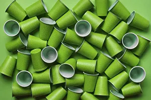Fast Food Restaurant Supplies Prints: Green plastic disposable tableware