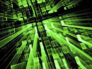 Virtual Reality Concept Image Prints: Green technology background - abstract computer-generated image