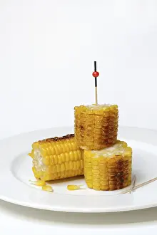 Grilled Corn Prints: Grilled corn on the corn cob, cut up