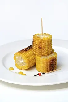 Grilled Corn Prints: Grilled corn on the corn cob, cut up