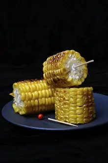 Grilled Corn Prints: Grilled corn on the corn cob, cut up