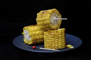 Grilled Corn Prints: Grilled corn on the corn cob, cut up