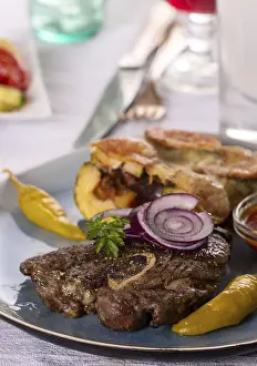 Empty Plate Cuisine Prints: Grilled lamb on a plate