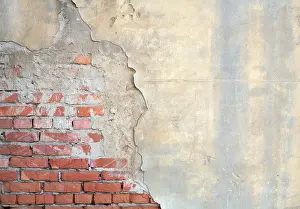Painted Brick Wall Art Prints: Half painted brick wall