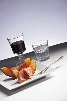 Red Wine Pairing Prints: Ham and melon and red wine