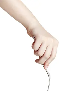 Isolated On White Prints: Hand with fork against white background