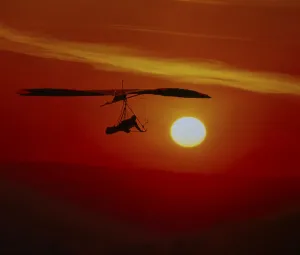 Aviation Industry Aircrafts Prints: Hang glider in the sunlight