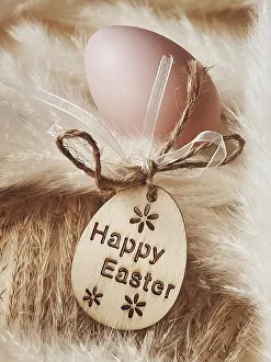 Easter Eggs Concept Prints: Happy Easter. Colourful painted easter eggs on rustic background