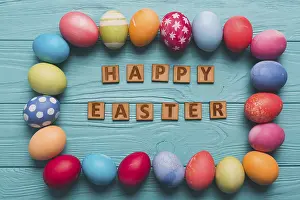 Christian Easter Traditions Prints: Happy easter writing egg border