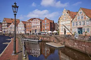 Half Timbered Houses Prints: Harbour basin with railing and lantern