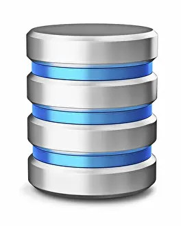 Data Storage Icon Prints: Hard disk drive data storage database icon symbol isolated on white background