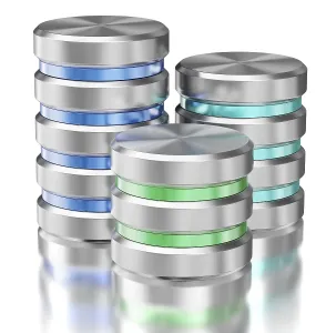 Electronic Data Protection Prints: Hard disk drive data storage database icon symbols isolated with reflection