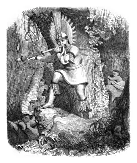 South American Illustration Prints: A head of Coroados wild in Brazil