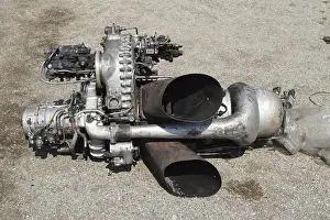 Aviation Industry Equipment Prints: The helicopter engine which is pulled out outside
