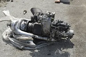 Aviation Industry Equipment Prints: The helicopter engine which is pulled out outside