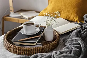 Coffee Mug Studio Shot Prints: High angle coffee cup notebooks