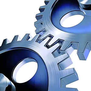 Symbolic Teamwork Image Prints: high resolution 3D rendering of a gears concept