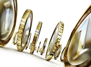 High Resolution 3D Rendering Prints: high resolution 3D rendering of rolling coins
