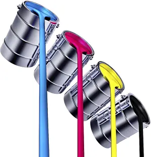 Computer Graphic Design Prints: high resolution rendering of a cmyk concept