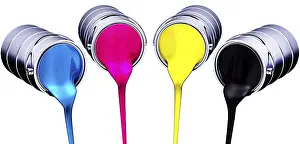 Computer Graphic Design Prints: high resolution rendering of a cmyk concept
