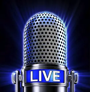 Computer Generated Graphics Prints: High resolution rendering of a microphone with a live icon