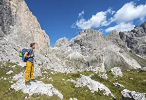 Nature Reserve Italy Prints: Hiker at the Rosengarten-Group Conversion