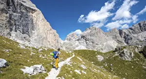 Dolomites South Tyrol Italy Prints: Hiker at the Rosengarten-Group Conversion