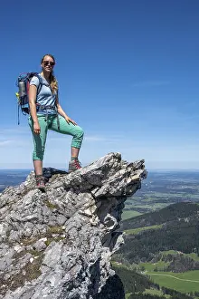 Female Hiker Bavaria Prints: Hiker on the summit of Breitenstein
