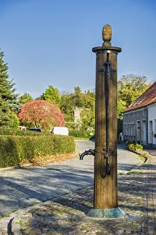 Central European Historic Sites Prints: Historic water pump, Gartz Oder