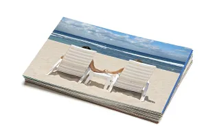 Couple On Beach Prints: Holidays beach concept creative background