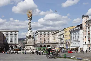 Prints of Holy Trinity column, main square, Linz, Upper Austria, Austria, Europe Linz Prints: Holy Trinity Column Print, Linz, Austria
