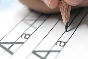 Alphabet Learning Prints: Homework. Learning concept. Learning the alphabet