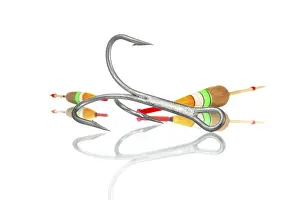 Angling Equipment Prints: Hook and sinker