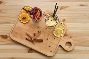 Hot Fruit Drinks Prints: Hot fruit drinks, raspberry with orange tea and pear with lime