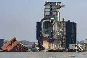 Freight Transport Services Prints: Huge container ship ready to getting break up
