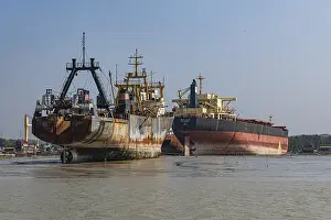 Chittagong Ship Breaking Yard Prints: Huge container ships ready to getting break up