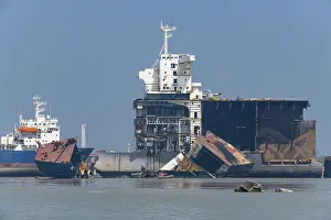 Chittagong Ship Breaking Yard Prints: Huge container ships ready to getting break up