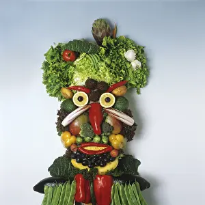 Healthy Eating Image Prints: Human face made from fruit and vegetables