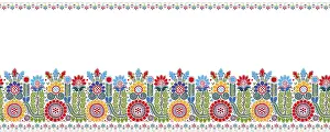 Hungarian Embroidery Pattern Prints: Hungarian vector embroidery pattern for borders