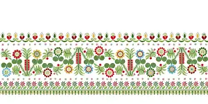 Red And White Ornamentation Prints: Hungarian vector embroidery pattern for borders