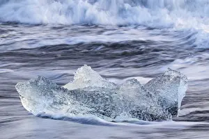 Winter Landscapes Europe Prints: Ice chunks on the black beach, lava beach