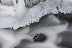 Northern Europe Winter Scene Prints: Ice formations on a flowing stream