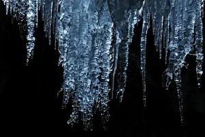 Frozen Landscape Prints: Icicles on black backdrop