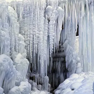 Ice Crystal Patterns Prints: Icicles, ice structures, snow