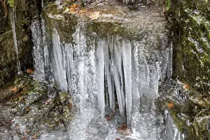 Frozen Landscape Photography Prints: Icicles on a rock wall