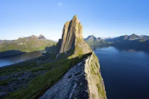 Segla Mountain Norway Prints: Iconic mountain Segla with steeply sloping cliffs