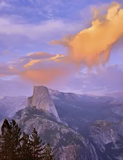 Half Dome View Prints: Illuminated clouds above Half Dome