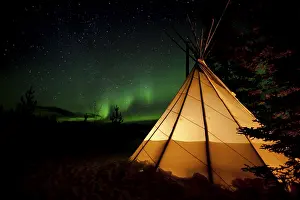 Long Exposure Night Shot Prints: Illuminated teepee, tipi, tepee