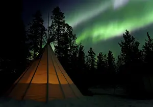Long Exposure Night Shot Prints: Illuminated teepee, tipi, tepee
