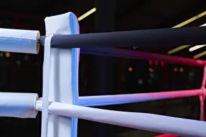 Dark Sports Background Prints: Image of a boxing ring without anyone